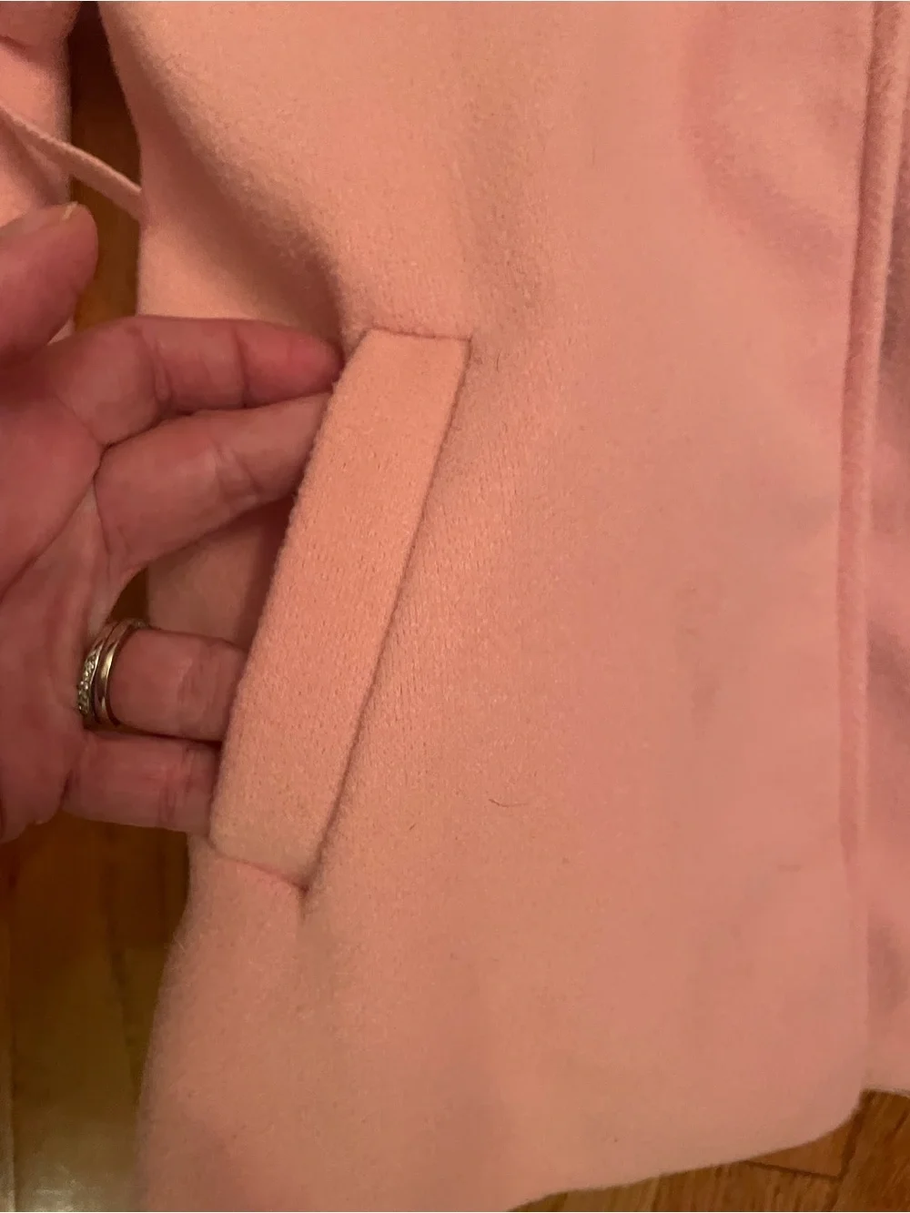 Girls Pink Bow-Detail Wool Coat. Size 6-7